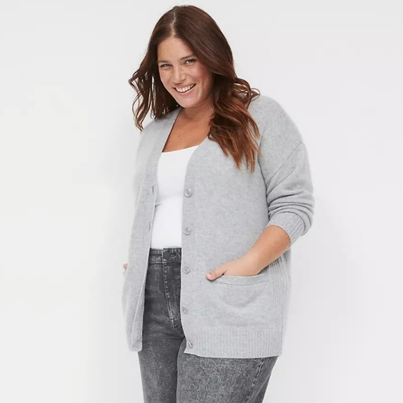 Lane Bryant Sweaters - 100% Cashmere Size 22/24 Lane Bryant Gray Cardigan Sweater
